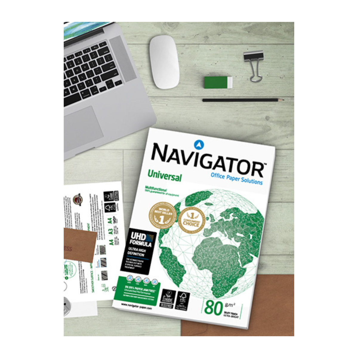 Papel A4 Navigator 80g – detalhe resma 500 folhas