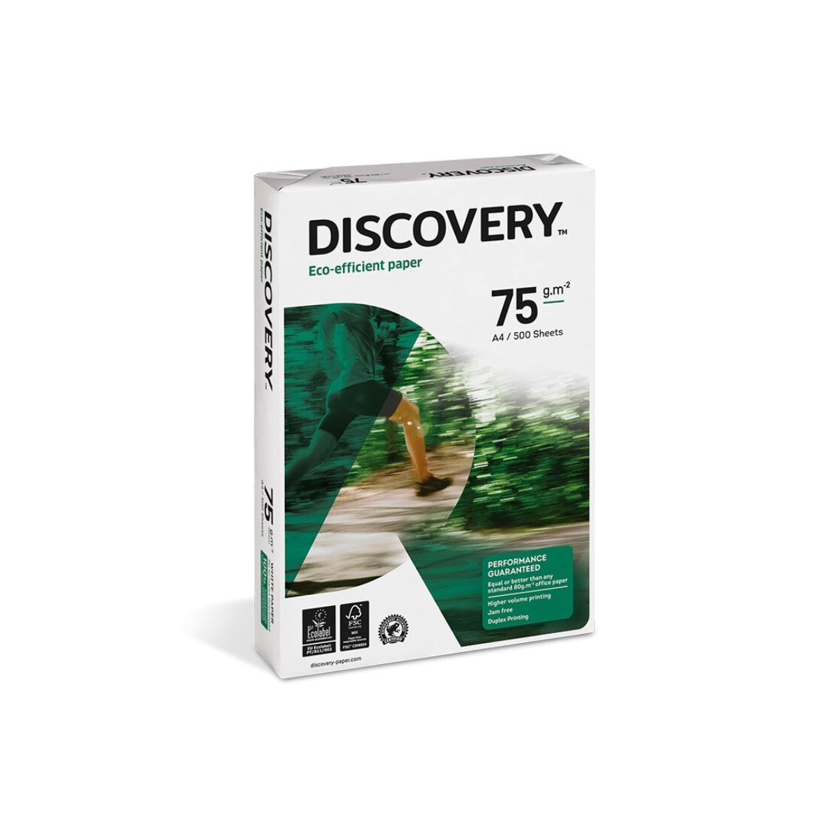 Papel A4 Discovery 75g – detalhe caixa 5 resmas 500 folhas