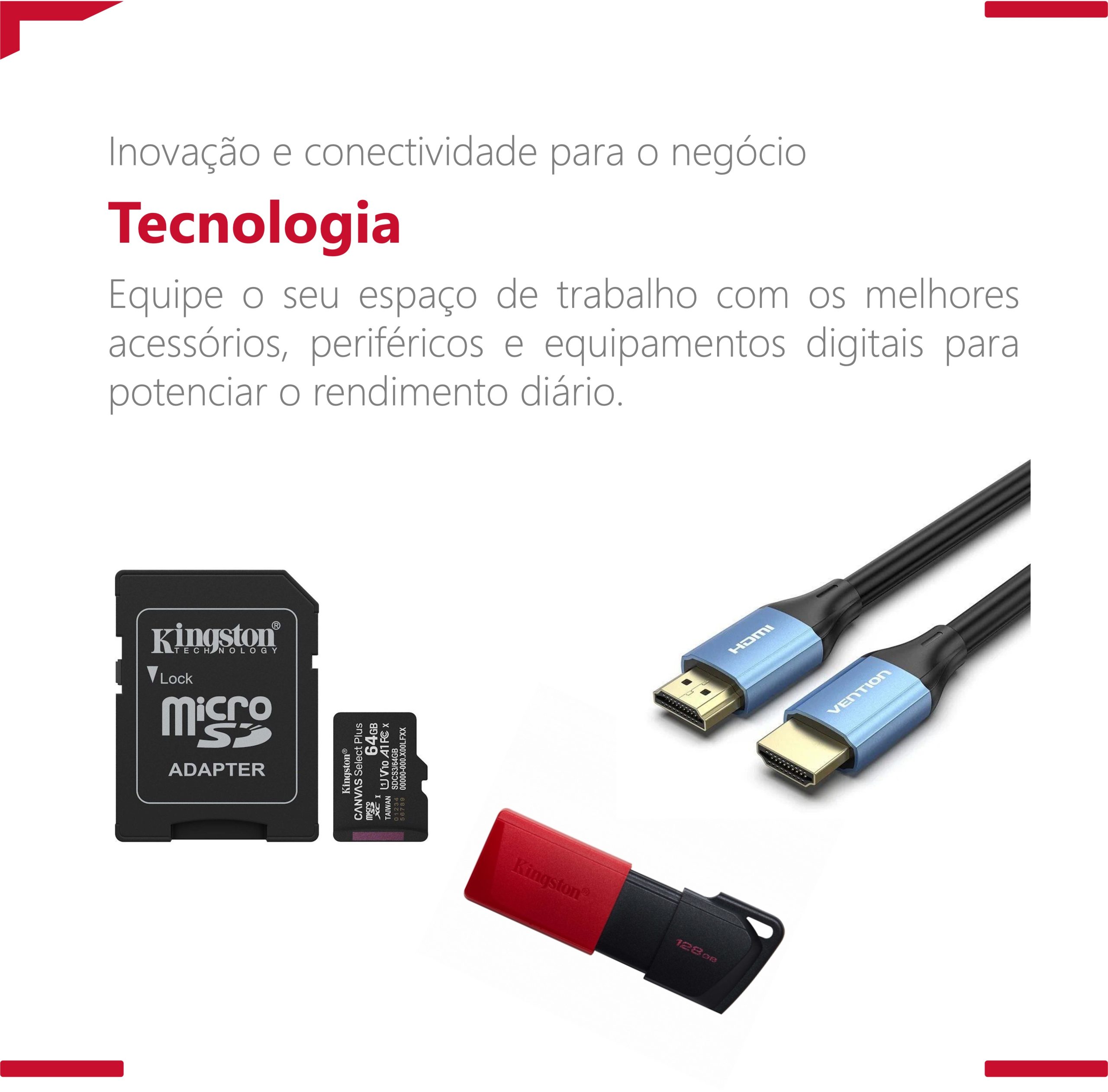 Banner categoria Tecnologia – cartões de memória, pens USB e periféricos informáticos | Moema Hub