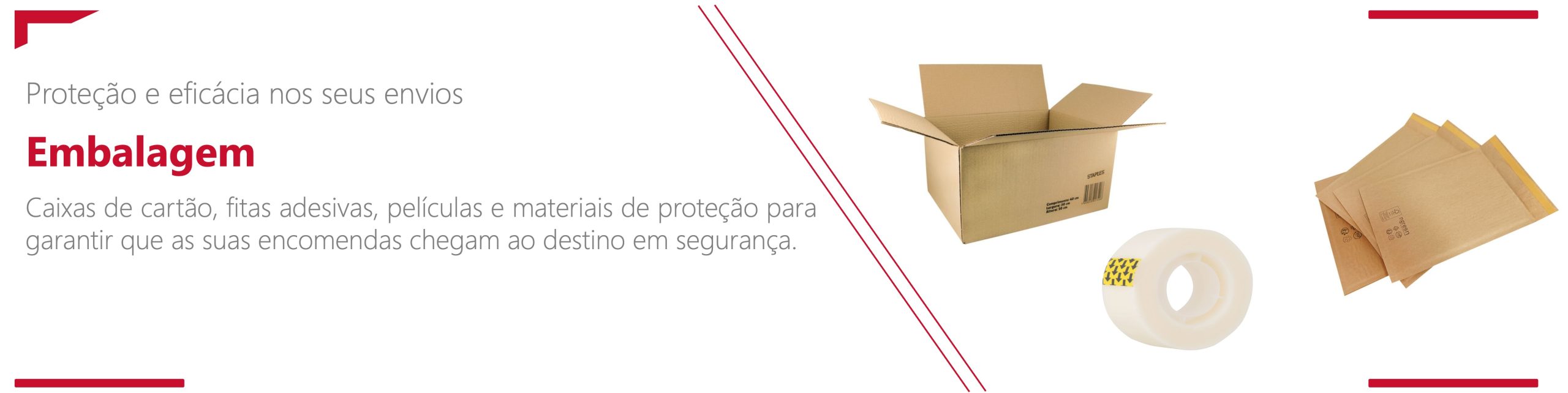 Banner categoria Embalagem – caixas de cartão, film-bolha e materiais de expedição | Moema Hub