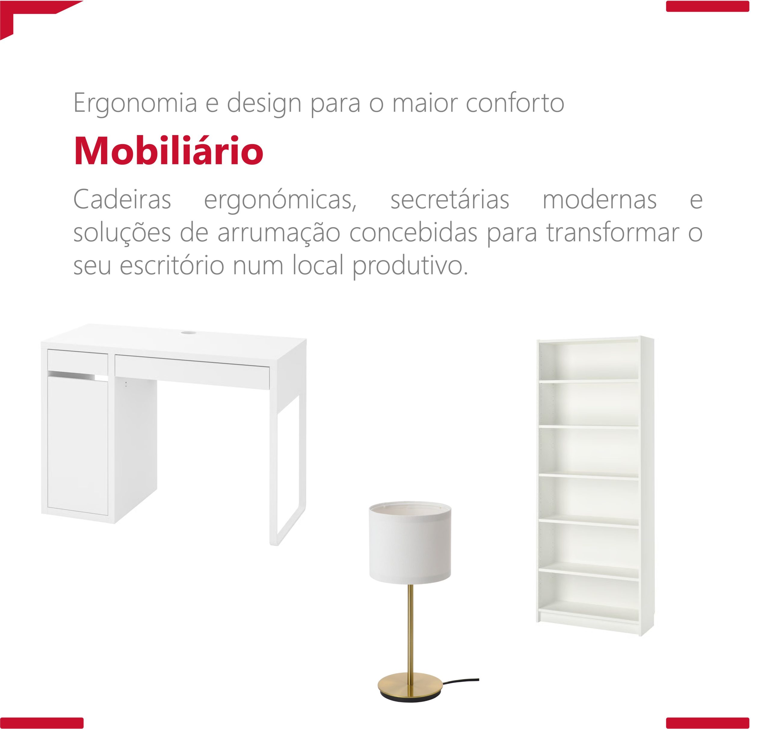 Banner categoria Mobiliário – cadeiras ergonómicas, secretárias e estantes de escritório | Moema Hub